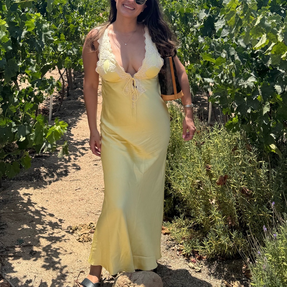 Rumored Venice Yellow Lace Maxi Dress